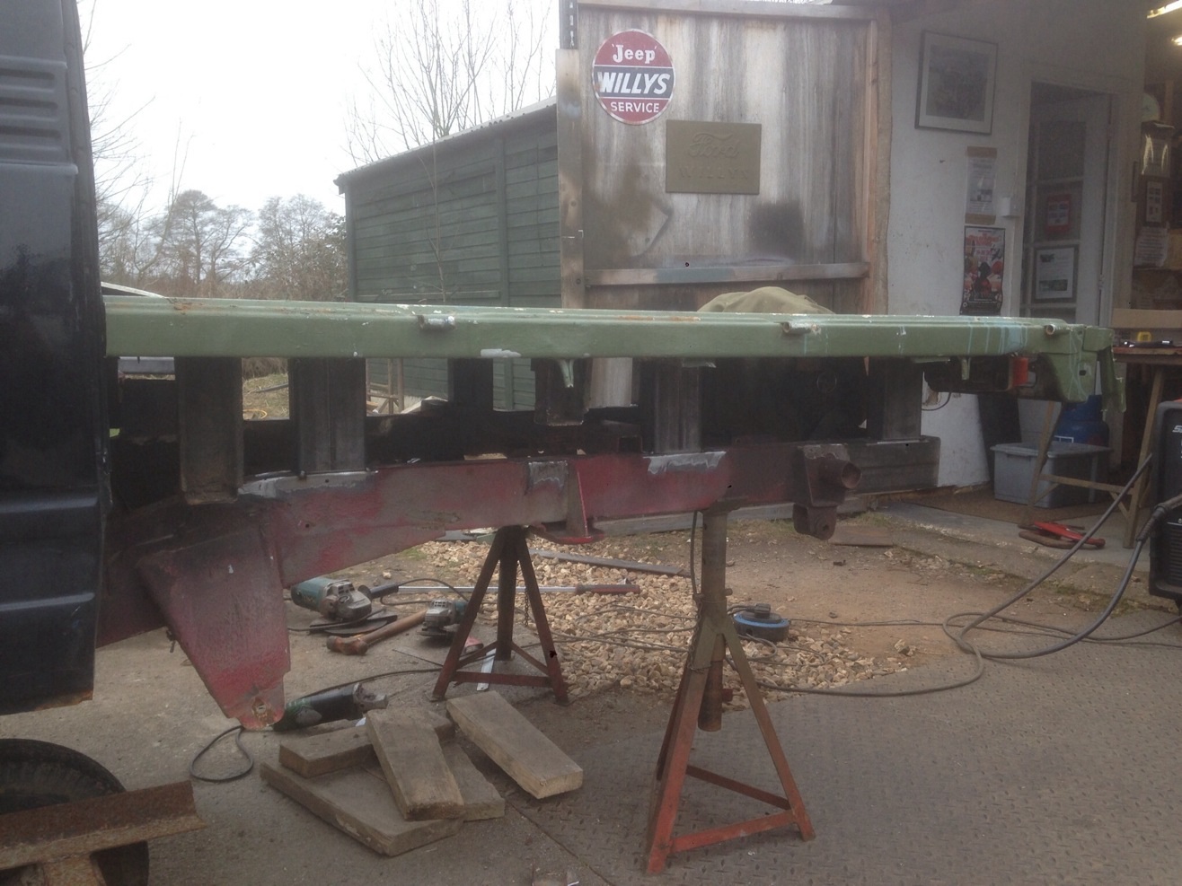 Cut a hole for winch to sit through made box section mounts 230mm long to sit the bed on.